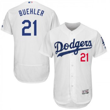 Men's Los Angeles Dodgers #21 Walker Buehler Player Authentic White Flex Base Home Collection Jersey