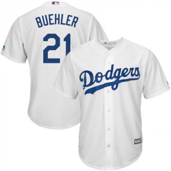 Men's Los Angeles Dodgers #21 Walker Buehler Player Replica White Cool Base Home Jersey