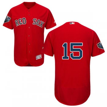 Red Sox #15 Dustin Pedroia Red Flexbase Authentic Collection 2018 World Series Stitched MLB Jersey