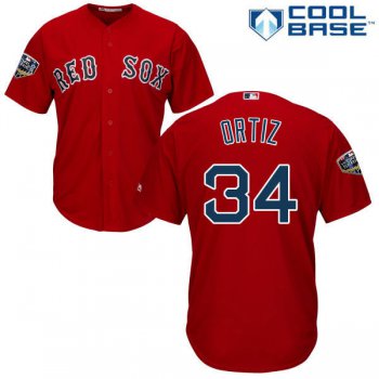 Red sox #34 David Ortiz Red New Cool Base 2018 World Series Stitched MLB Jersey