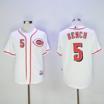 Men's Cincinnati Reds #5 Johnny Bench Retired White Cool Base Stitched MLB Jersey