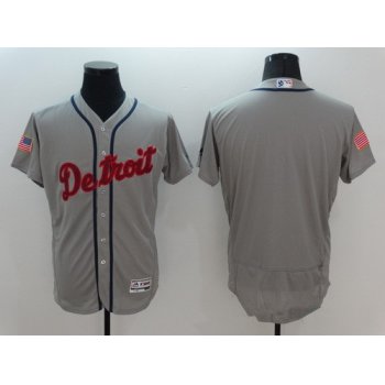 Men's Detroit Tigers Blank Gray Fashion Stars & Stripes 2016 Flexbase MLB Independence Day Jersey