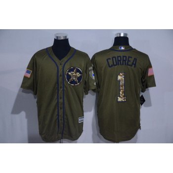Men's Houston Astros #1 Carlos Correa Green Salute To Service Cool Base Stitched MLB Jersey