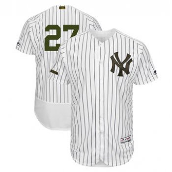 Men's New York Yankees 27 Giancarlo Stanton Majestic White 2018 Memorial Day Authentic Collection Flex Base Player Jersey