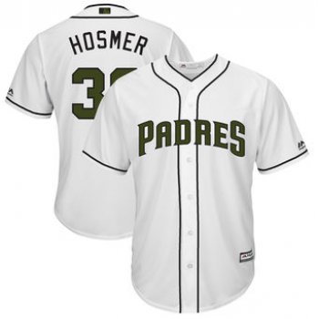Men's San Diego Padres 30 Eric Hosmer Majestic White 2018 Memorial Day Cool Base Player Jersey