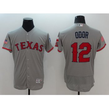 Men's Texas Rangers #12 Rougned Odor Gray Fashion Stars & Stripes 2016 Flexbase MLB Independence Day Jersey