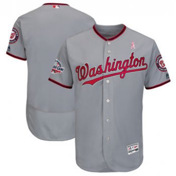 Men's Washington Nationals Majestic Blank Gray 2018 Mother's Day Road Flex Base Team Jersey