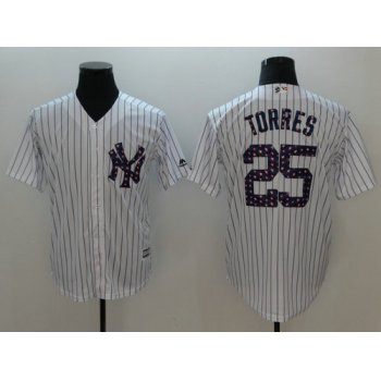 New York Yankees 25 Gleyber Torres Majestic White 2018 Stars & Stripes Cool Base Player Jersey