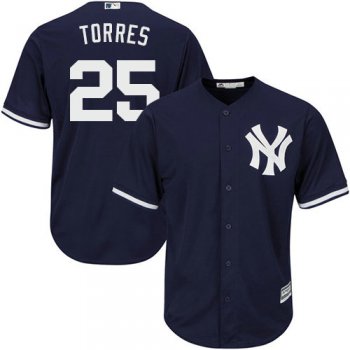 New York Yankees 25 Gleyber Torres Navy Blue New Cool Base Stitched Baseball Jersey
