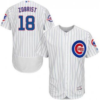 Men's Chicago Cubs 18 Ben Zobrist Majestic Home White Flex Base Authentic Collection Player Jersey