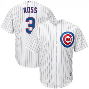 Men's Chicago Cubs 3 David Ross Majestic Home White Official Cool Base Player Jersey