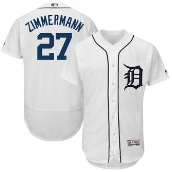 Men's Detroit Tigers 27 Jordan Zimmermann Majestic White 2018 Home Flex Base Authentic Collection Player Jersey