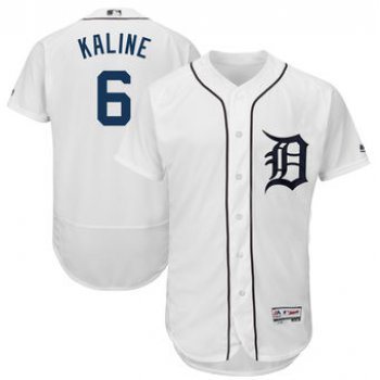 Men's Detroit Tigers 6 Al Kaline Majestic White 2018 Home Flex Base Authentic Collection Player Jersey