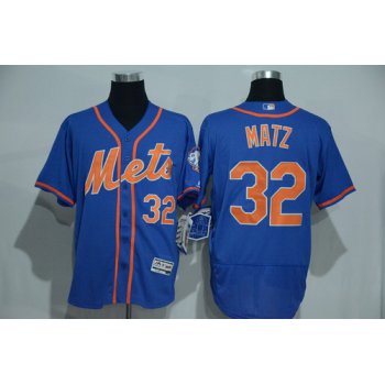 Men's New York Mets #32 Steven Matz Blue With Orange 2016 Flexbase Majestic Baseball Jersey
