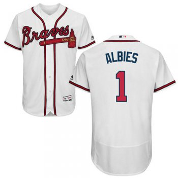 Atlanta Braves 1 Ozzie Albies White Flexbase Authentic Collection Stitched Baseball Jersey