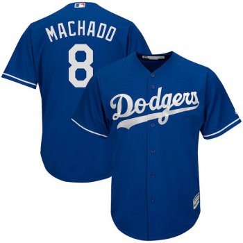 Men Los Angeles Dodgers 8 Manny Machado Majestic Royal blue Official Cool Base Player Jersey