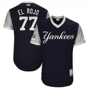 Men's New York Yankees 77 Clint Frazier El Rojo Majestic Navy 2018 Players' Weekend Authentic Jersey
