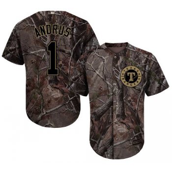 Texas Rangers #1 Elvis Andrus Camo Realtree Collection Cool Base Stitched Baseball Jersey