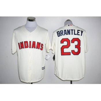Men's Cleveland Indians #23 Michael Brantley Name Cream Cool Base Baseball Jersey