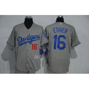 Men's Los Angeles Dodgers #16 Andre Ethier Gray 2016 Flexbase Majestic Baseball Jersey