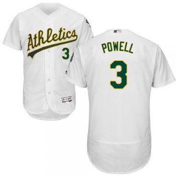 Oakland Athletics #3 Boog Powell White Flexbase Authentic Collection Stitched Baseball Jersey