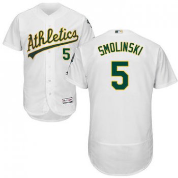 Oakland Athletics #5 Jake Smolinski White Flexbase Authentic Collection Stitched Baseball Jersey