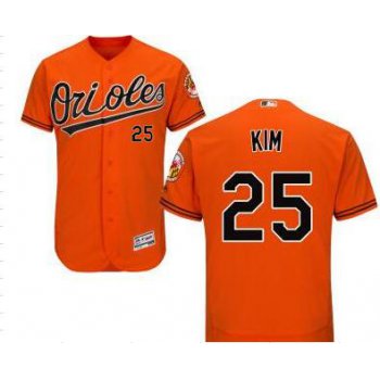 Men's Baltimore Orioles #25 Hyun-soo Kim Orange Cool Base Majestic Baseball Jersey