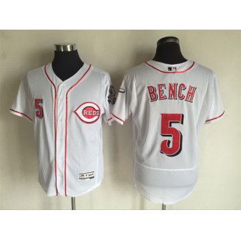 Men's Cincinnati Reds #5 Johnny Bench Retired White 2016 Flexbase Majestic Baseball Jersey