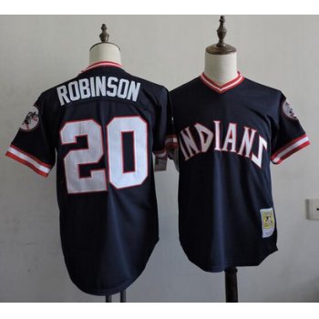 Men's Cleveland Indians #20 Frank Robinson 1994 Navy Blue Mitchell & Ness Throwback Jersey