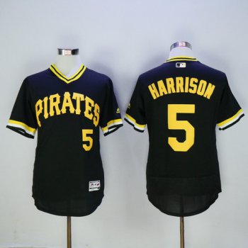 Men's Pittsburgh Pirates #5 Josh Harrison Black Pullover 2016 Flexbase Majestic Baseball Jersey