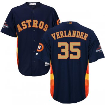 Men's Houston Astros #35 Justin Verlander Navy Blue 2018 Gold Program Cool Base Stitched MLB Jersey