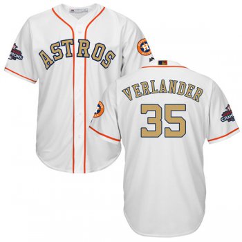 Men's Houston Astros #35 Justin Verlander White 2018 Gold Program Cool Base Stitched MLB Jersey