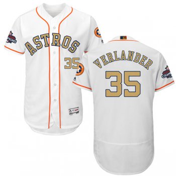 Men's Houston Astros #35 Justin Verlander White 2018 Gold Program Flexbase Stitched MLB Jersey