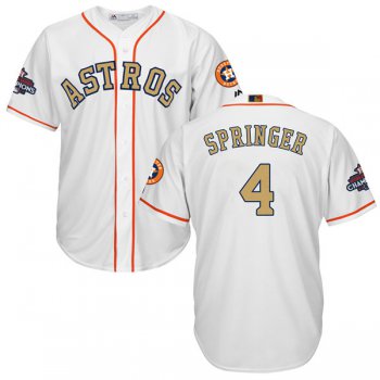 Men's Houston Astros #4 George Springer White 2018 Gold Program Cool Base Stitched MLB Jersey
