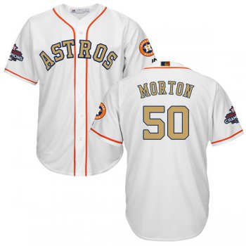 Men's Houston Astros #50 Charlie Morton White 2018 Gold Program Cool Base Stitched MLB Jersey