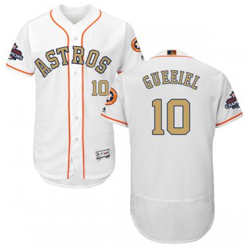 Men's Houston Astros #10 Yuli Gurriel White 2018 Gold Program Flexbase Stitched MLB Jersey