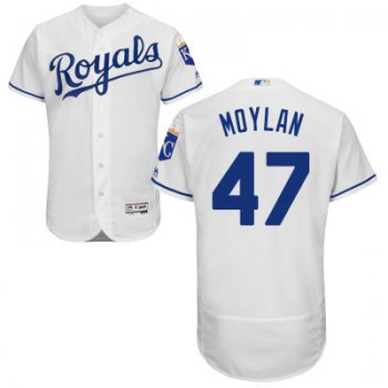 Men's Kansas City Royals #47 Peter Moylan White Home 2016 Flexbase Majestic Baseball Jersey