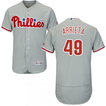Philadelphia Phillies #49 Jake Arrieta Grey Flexbase Authentic Collection Stitched MLB Jersey