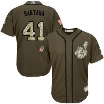 Cleveland Indians #41 Carlos Santana Green Salute to Service Stitched MLB Jersey