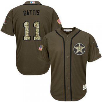Houston Astros #11 Evan Gattis Green Salute to Service Stitched MLB Jersey