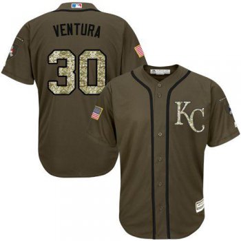 Kansas City Royals #30 Yordano Ventura Green Salute to Service Stitched MLB Jersey