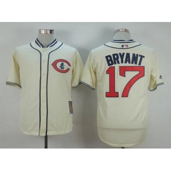 Men's Chicago Cubs #17 Kris Bryant Cream 1929 Majestic Cooperstown Collection Throwback Jersey