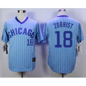 Men's Chicago Cubs #18 Ben Zobrist Light Blue 1988 Turn Back Baseball Jersey