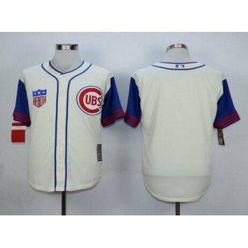 Men's Chicago Cubs Blank Cream 1942 Majestic Cooperstown Collection Throwback Jersey