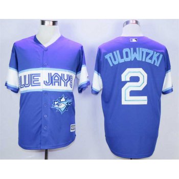 Men's Toronto Blue Jays #2 Troy Tulowitzki Blue New Cool Base Jersey