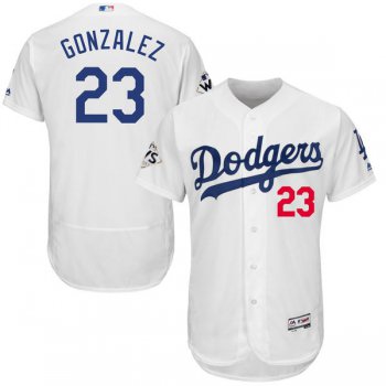 Men's Los Angeles Dodgers #23 Adrian Gonzalez White Flexbase Authentic Collection 2017 World Series Bound Stitched MLB Jersey