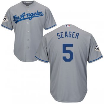 Men's Los Angeles Dodgers #5 Corey Seager Grey New Cool Base 2017 World Series Bound Stitched MLB Jersey