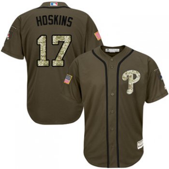 Philadelphia Phillies #17 Rhys Hoskins Green Salute to Service Stitched MLB Jersey