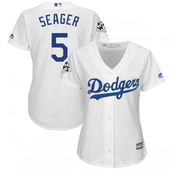 Women's Los Angeles Dodgers #5 Corey Seager White 2017 World Series Bound Cool Base Player Jersey