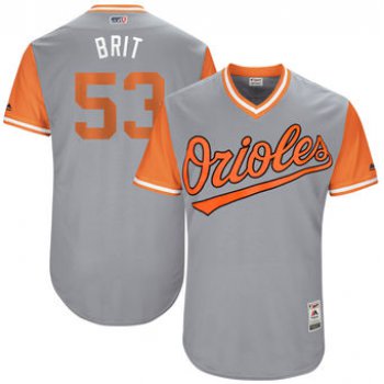 Men's Baltimore Orioles Zach Britton Brit Majestic Gray 2017 Players Weekend Authentic Jersey
